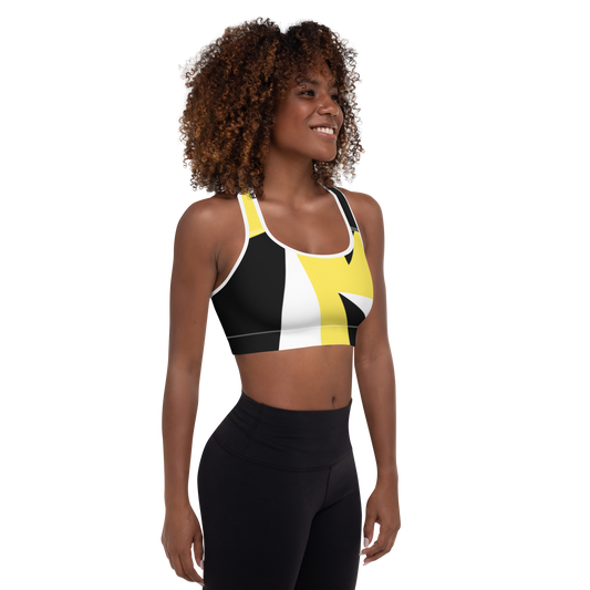 BabyCakes Padded Sports Bra - Black & Yellow