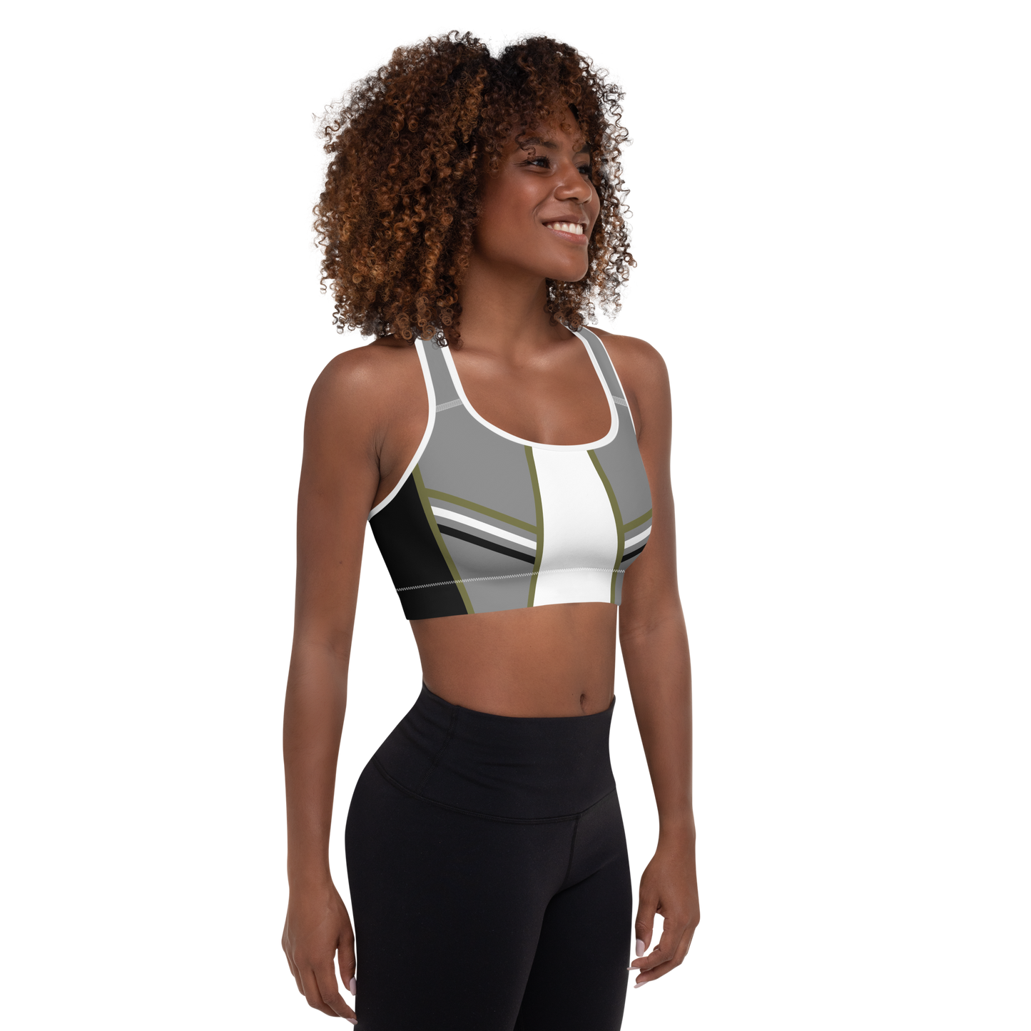 BabyCakes Padded Sports Bra - Green Stripe