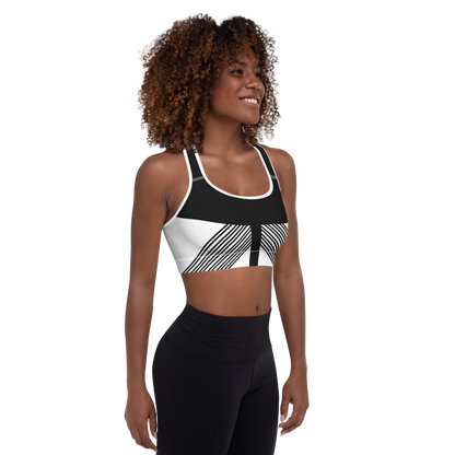 BabyCakes Padded Sports Bra - Black & White Stripe