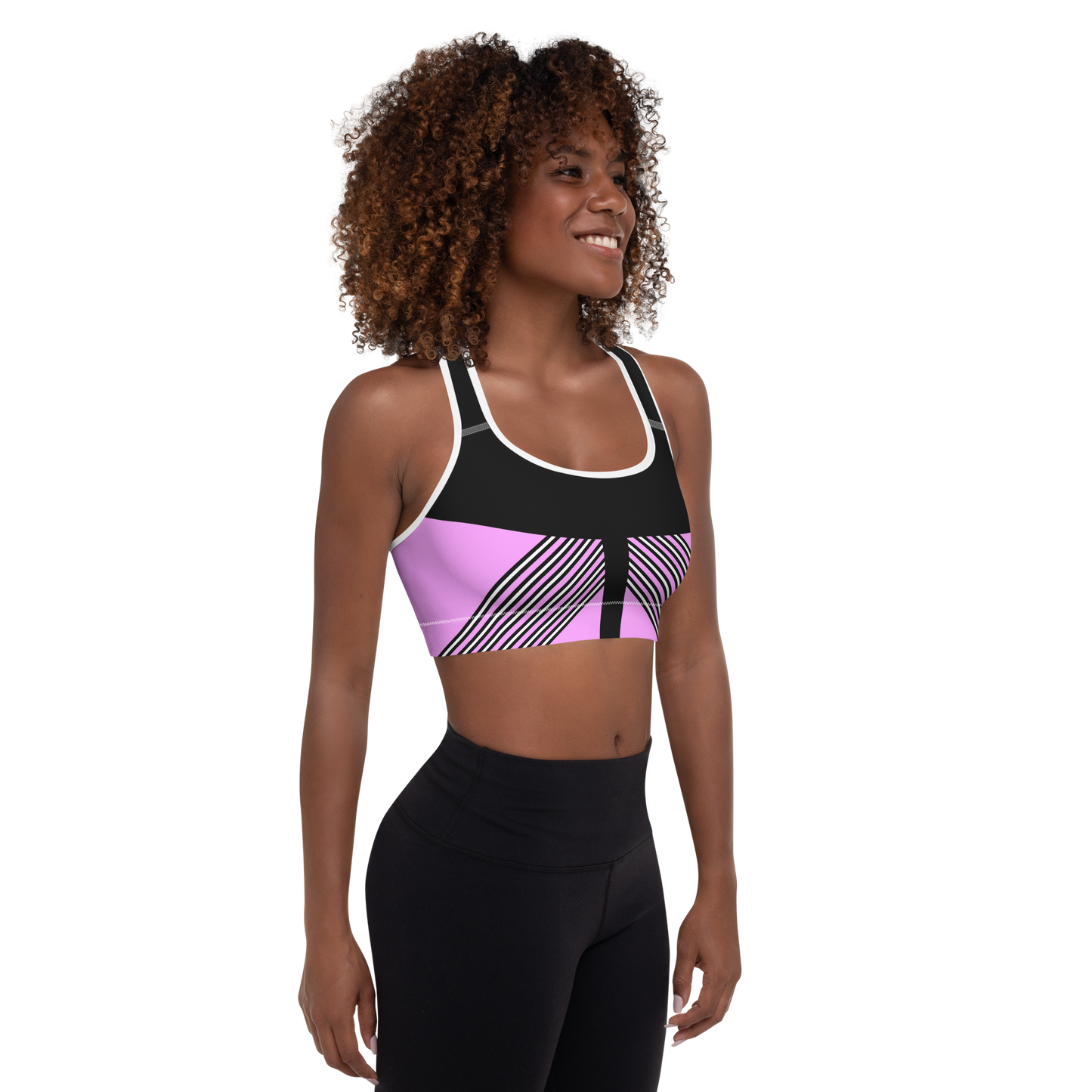 BabyCakes Padded Sports Bra - Pink & Black