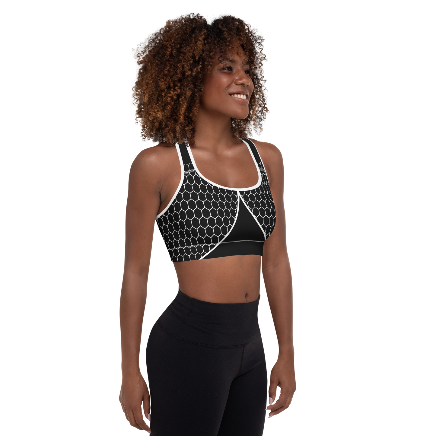 BabyCakes Padded Sports Bra - Black & White HoneyComb