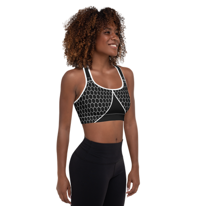 BabyCakes Padded Sports Bra - Black & White HoneyComb