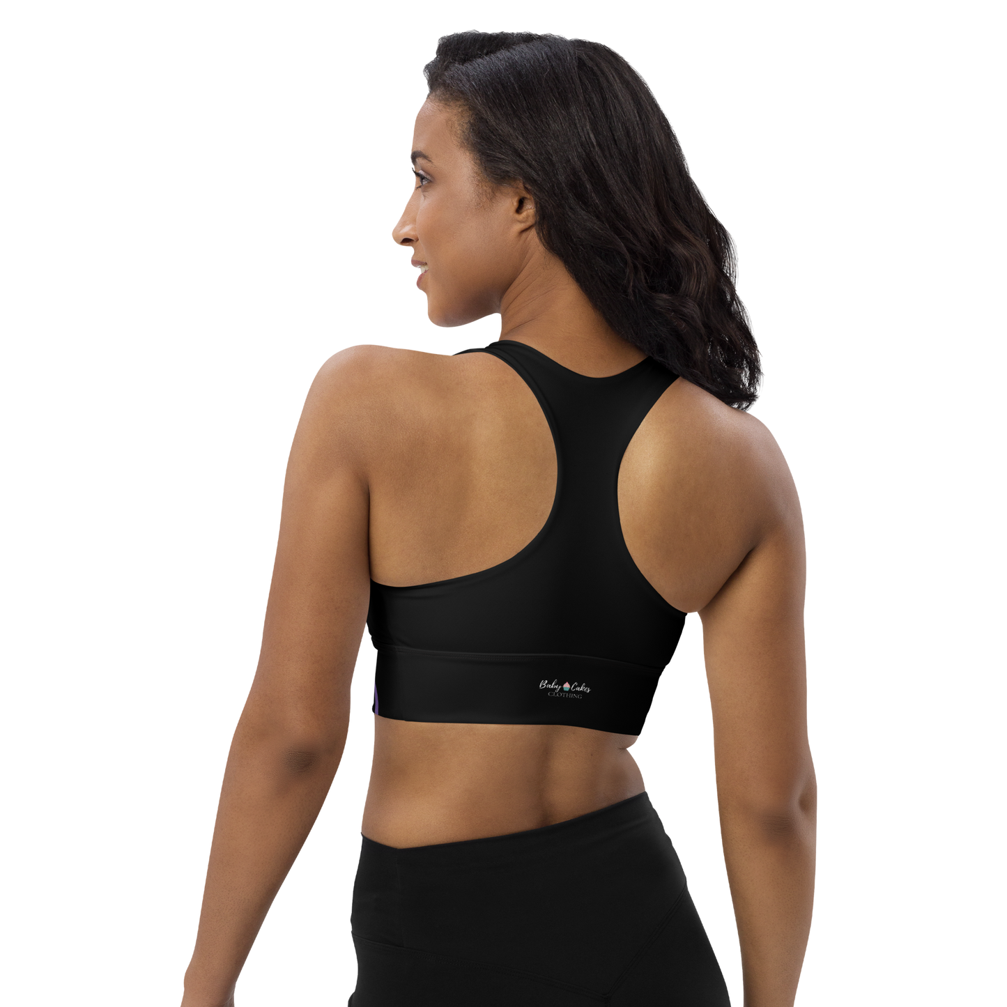 BabyCakes Longline Sports Bra - Circular Black