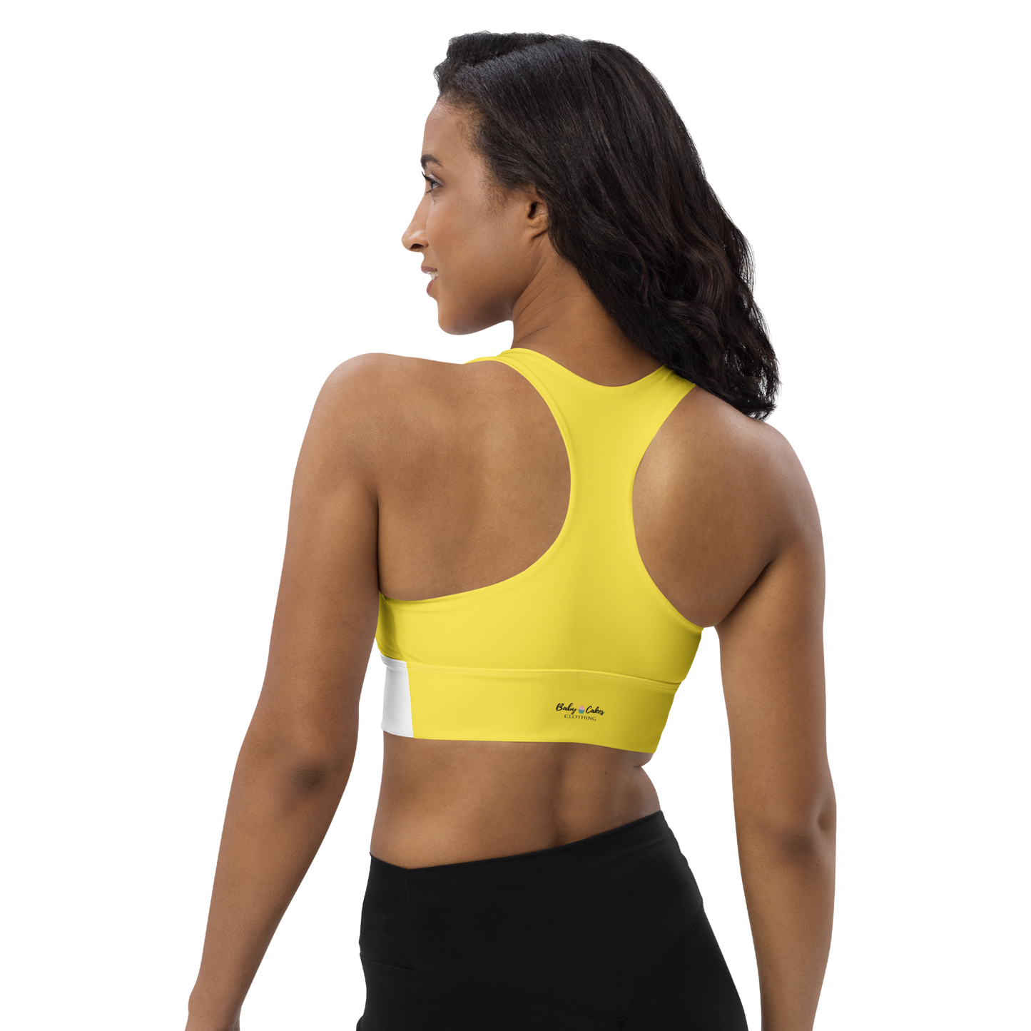 BabyCakes Longline Sports Bra - Black & Yellow