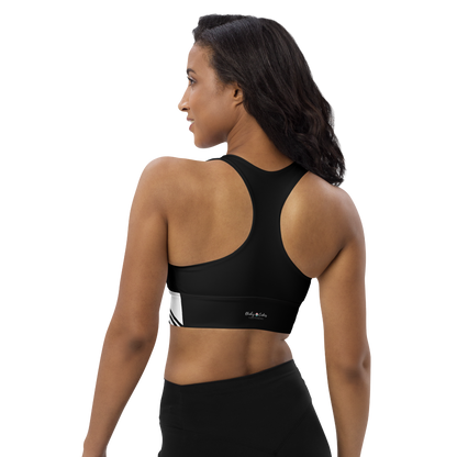 BabyCakes Longline Sports Bra - Black & White Stripe