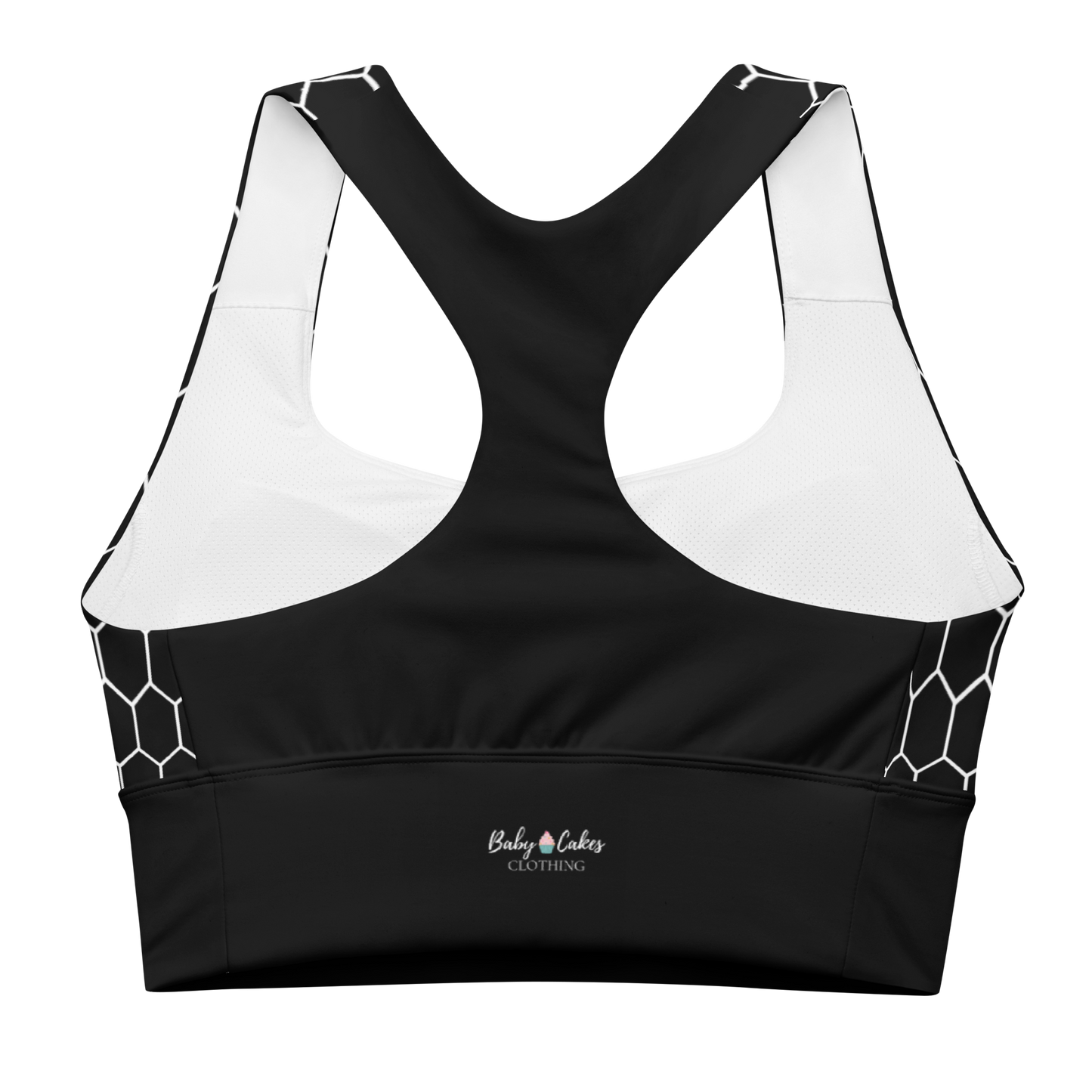 BabyCakes Longline Sports Bra - Black & White HoneyComb