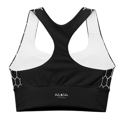 BabyCakes Longline Sports Bra - Black & White HoneyComb