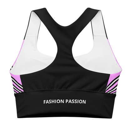 BabyCakes Longline Sports Bra - 'Fashion Passion' - Pink & Black