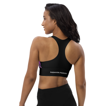 BabyCakes Longline Sports Bra - 'Fashion Passion' - Pink & Black