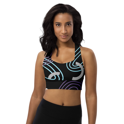 BabyCakes Longline Sports Bra - Circular Black