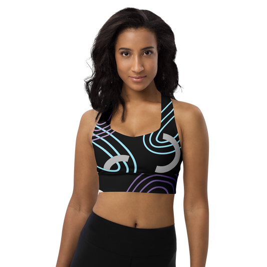 BabyCakes Longline Sports Bra - Circular Black