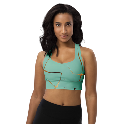 BabyCakes Longline Sports Bra - Teal & Gold