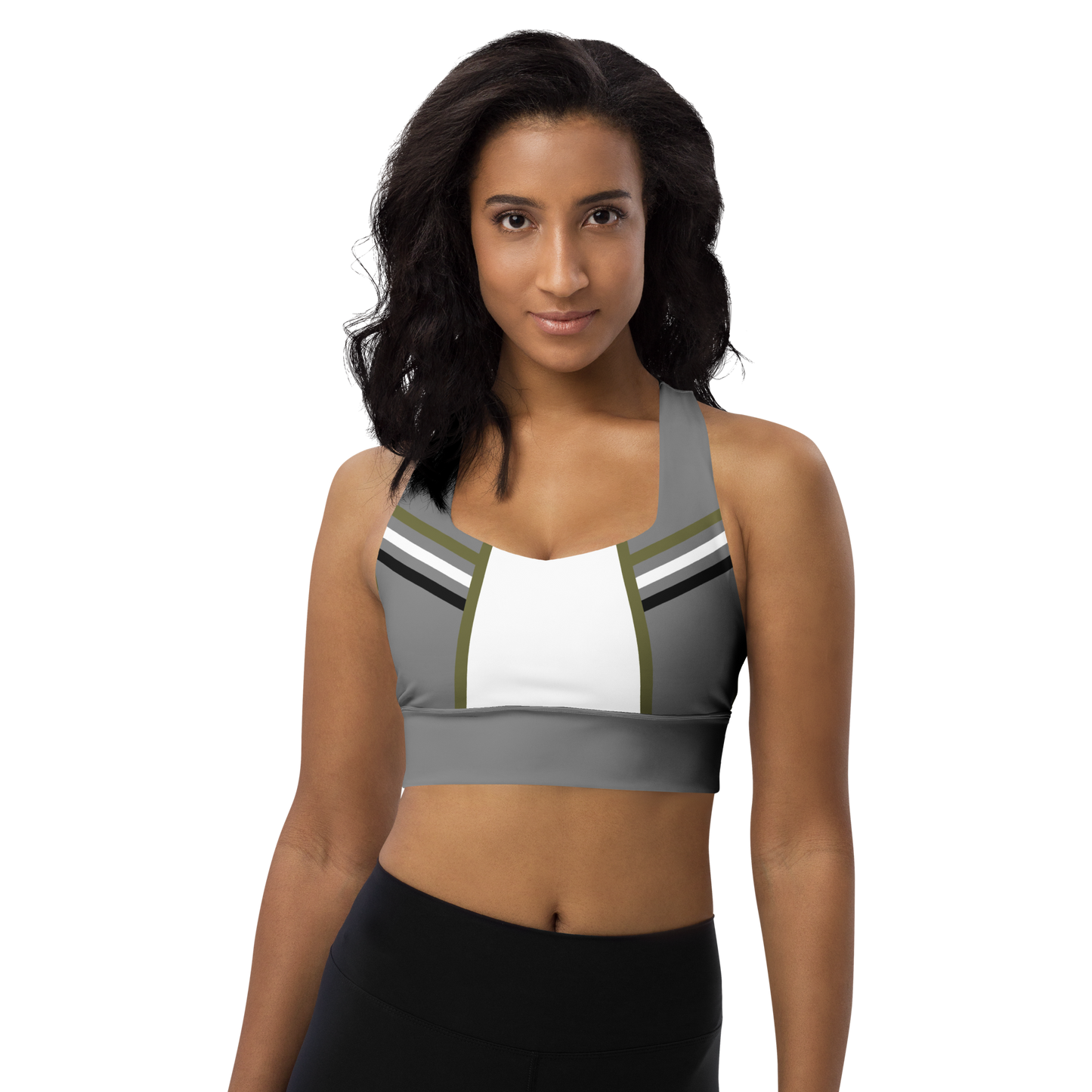 BabyCakes Longline Sports Bra - Green Stripe