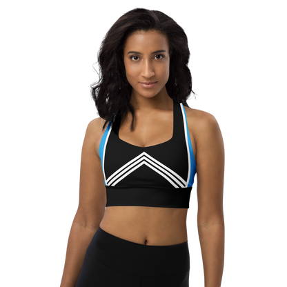 BabyCakes Longline Sports Bra - Blue & White Stripes