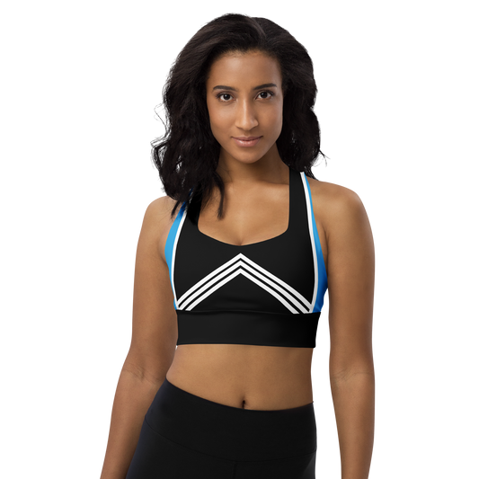 BabyCakes Longline Sports Bra - Blue & White Stripes