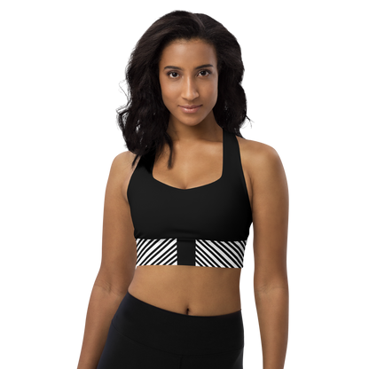 BabyCakes Longline Sports Bra - Black & White Stripe