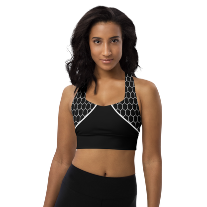 BabyCakes Longline Sports Bra - Black & White HoneyComb