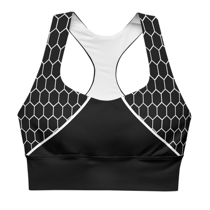 BabyCakes Longline Sports Bra - Black & White HoneyComb