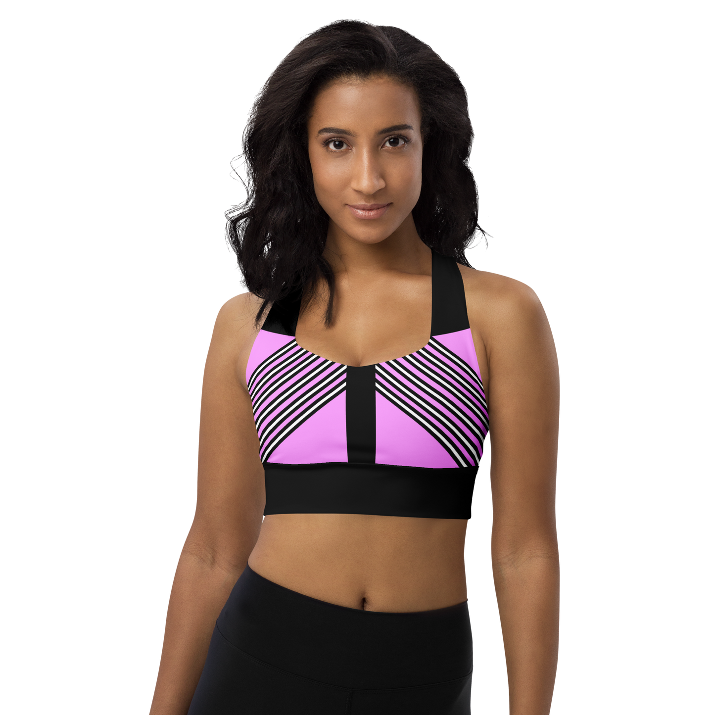 BabyCakes Longline Sports Bra - 'Fashion Passion' - Pink & Black