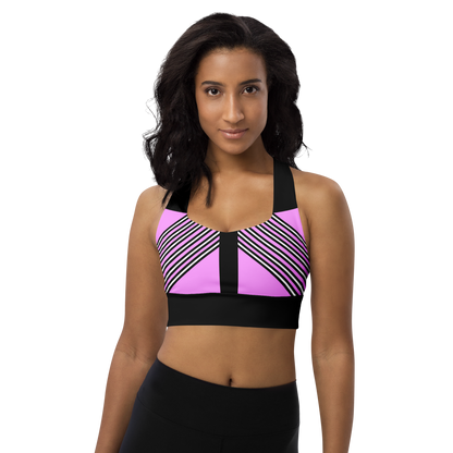 BabyCakes Longline Sports Bra - 'Fashion Passion' - Pink & Black