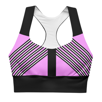 BabyCakes Longline Sports Bra - 'Fashion Passion' - Pink & Black