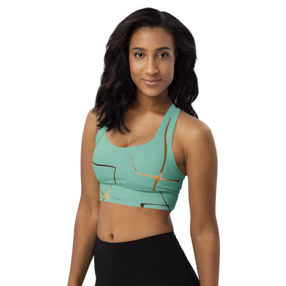 BabyCakes Longline Sports Bra - Teal & Gold