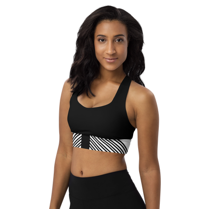 BabyCakes Longline Sports Bra - Black & White Stripe