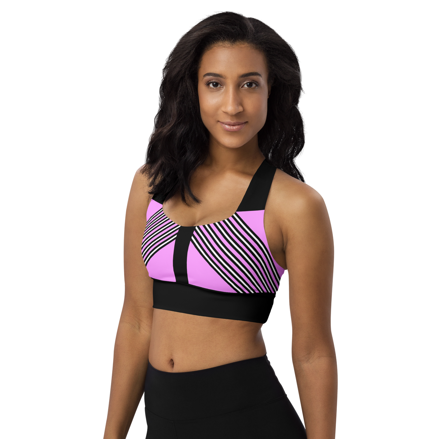 BabyCakes Longline Sports Bra - 'Fashion Passion' - Pink & Black