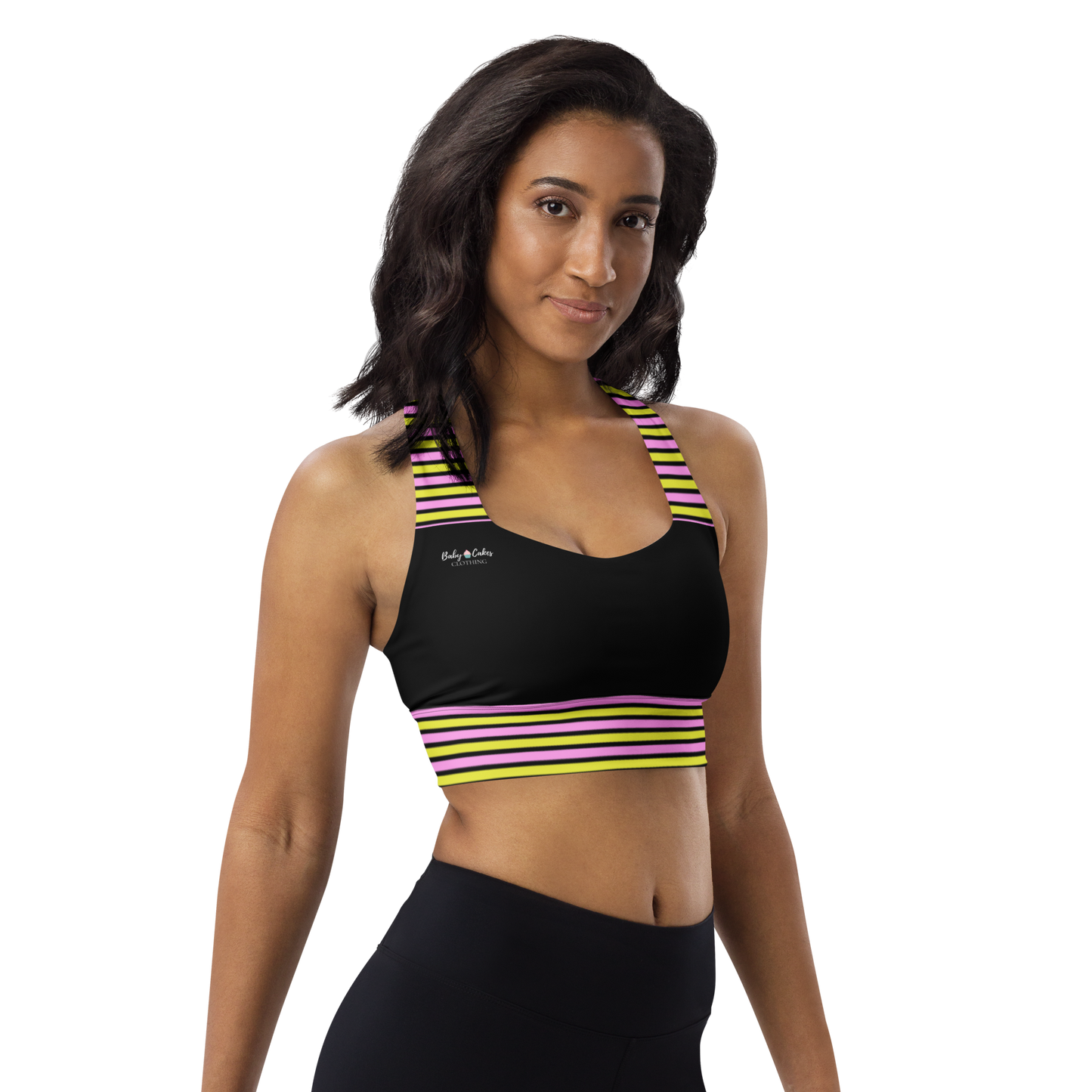 BabyCakes Longline Sports Bra - Pink Stepper