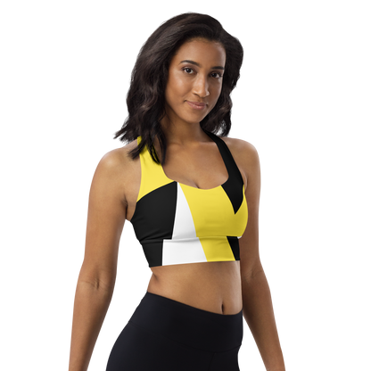 BabyCakes Longline Sports Bra - Black & Yellow