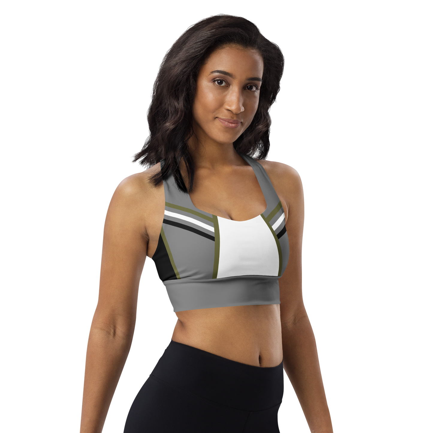 BabyCakes Longline Sports Bra - Green Stripe