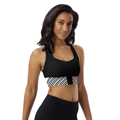 BabyCakes Longline Sports Bra - Black & White Stripe