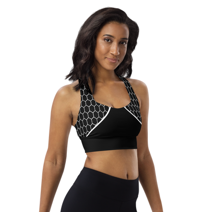 BabyCakes Longline Sports Bra - Black & White HoneyComb