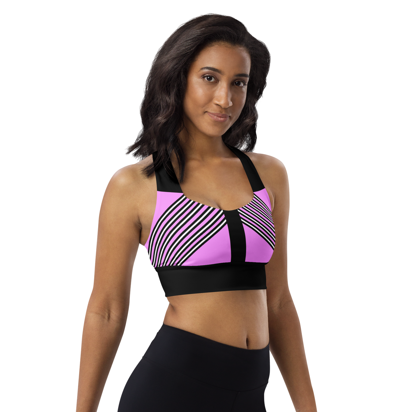 BabyCakes Longline Sports Bra - 'Fashion Passion' - Pink & Black