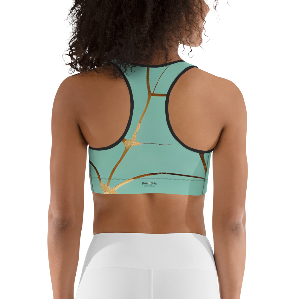 BabyCakes Sports Bra - Teal & Gold