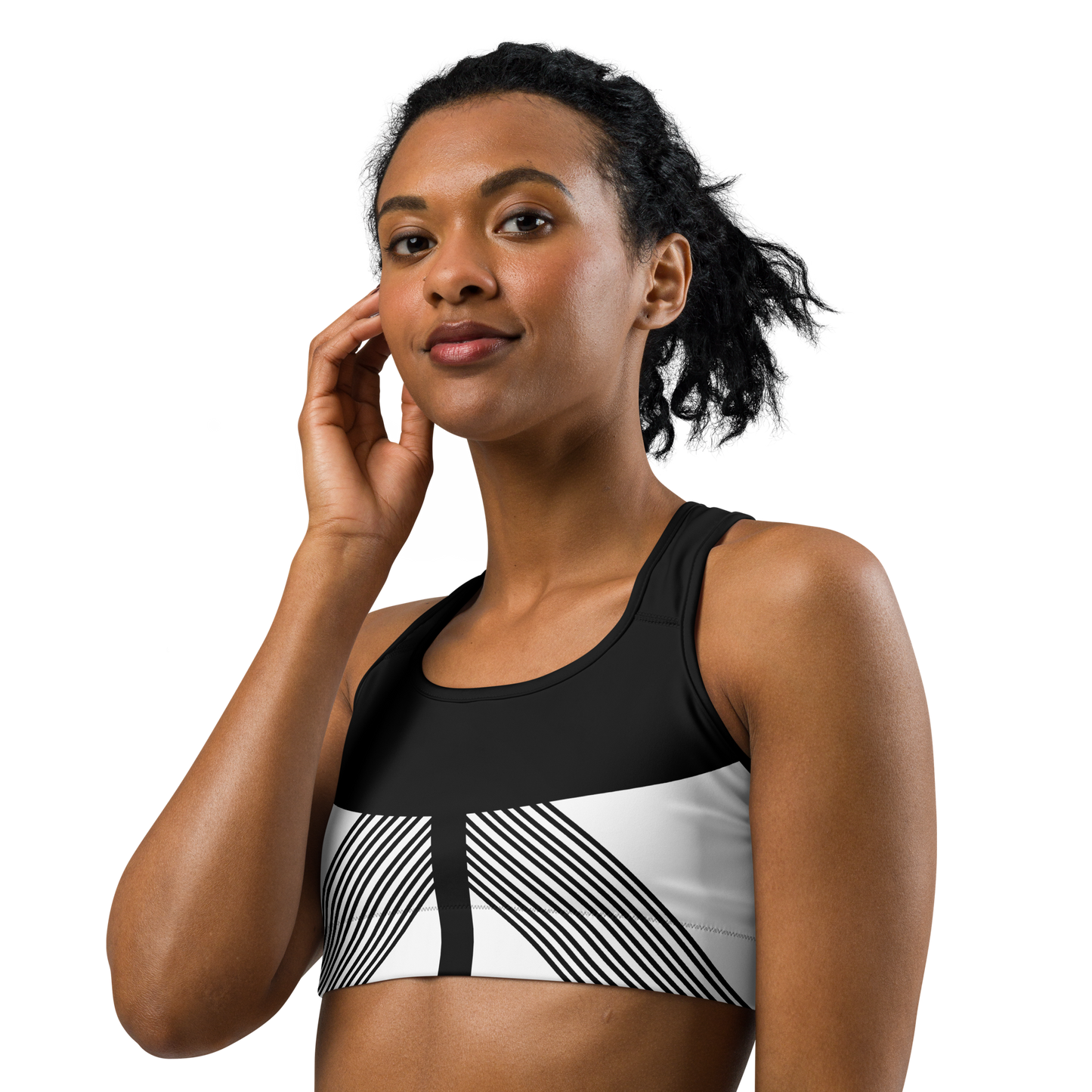 BabyCakes Sports Bra - Black & White Stripe