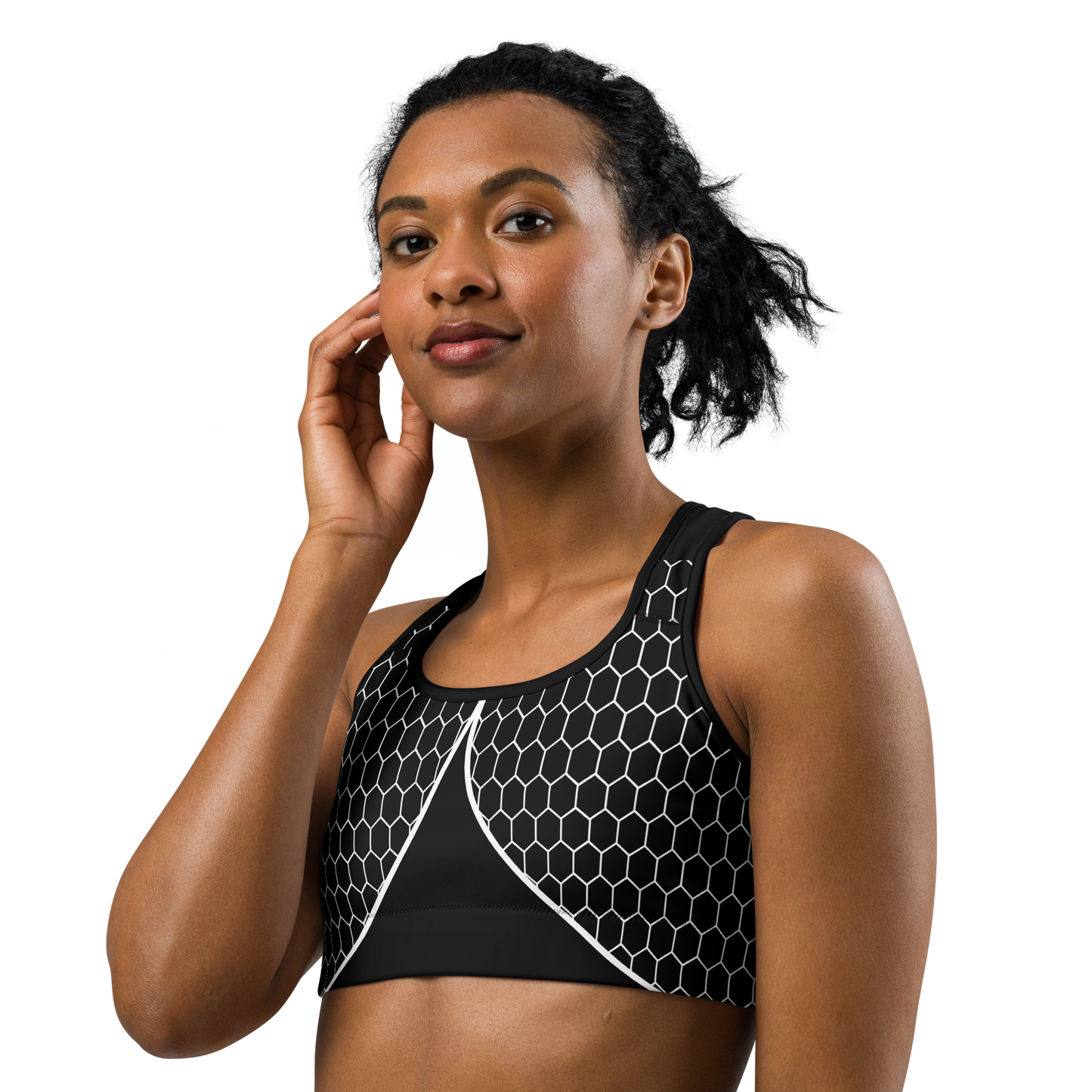 BabyCakes Sports Bra - Black & White HoneyComb