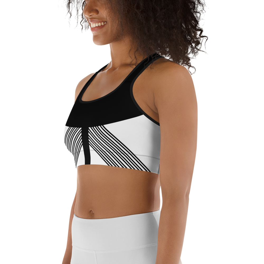 BabyCakes Sports Bra - Black & White Stripe