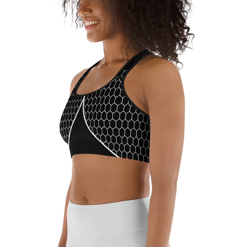 BabyCakes Sports Bra - Black & White HoneyComb