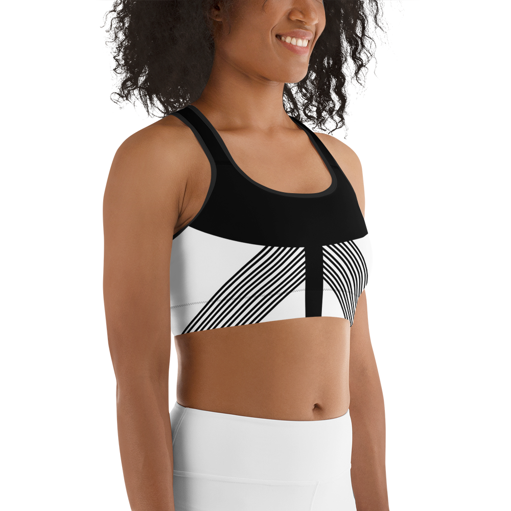 BabyCakes Sports Bra - Black & White Stripe