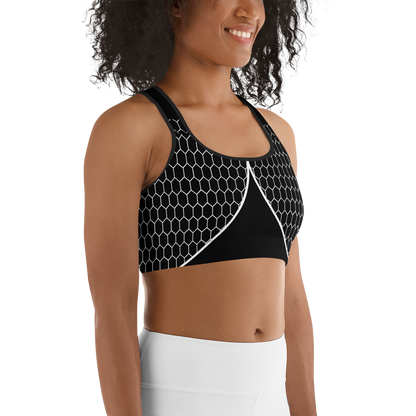 BabyCakes Sports Bra - Black & White HoneyComb