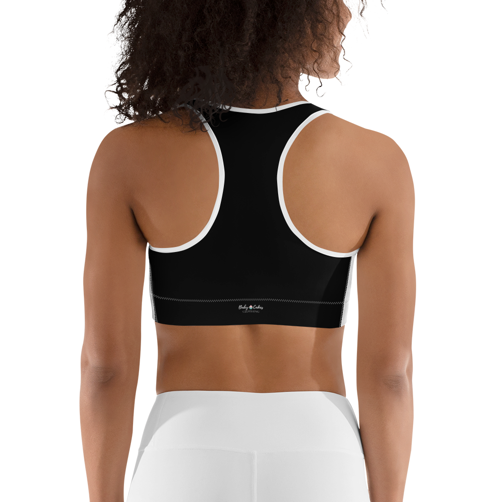 BabyCakes Sports Bra - Black & White Stripe