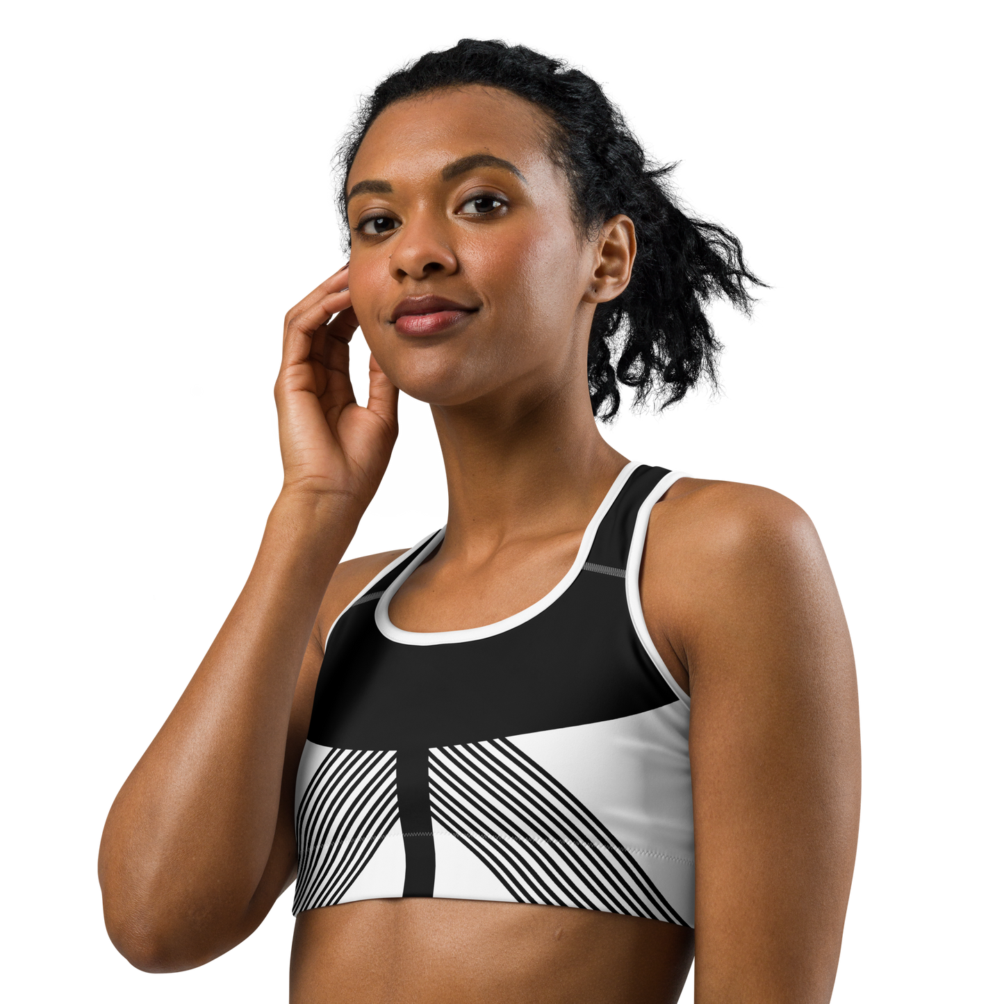 BabyCakes Sports Bra - Black & White Stripe