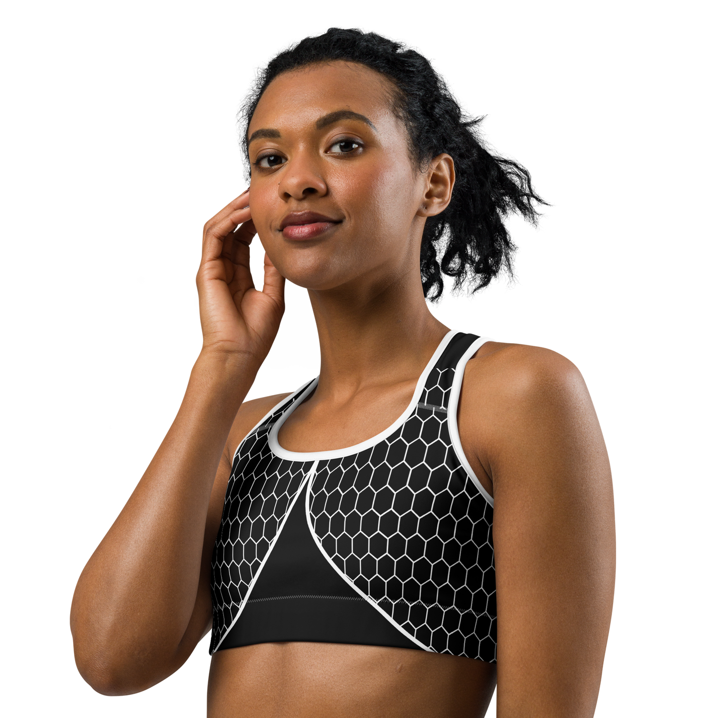 BabyCakes Sports Bra - Black & White HoneyComb