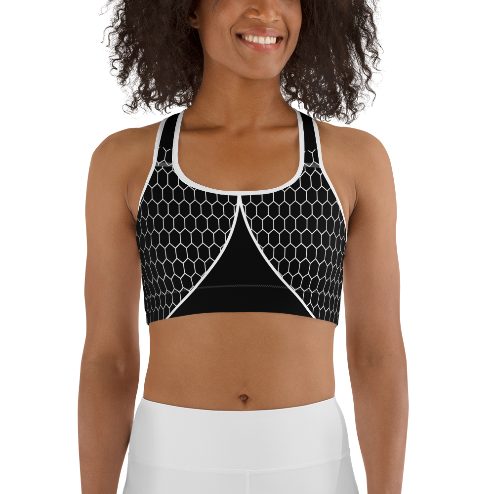 BabyCakes Sports Bra - Black & White HoneyComb