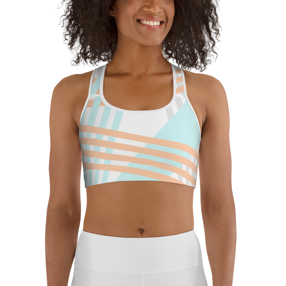 BabyCakes Sports Bra - Blue & Peach Stripe