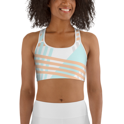 BabyCakes Sports Bra - Blue & Peach Stripe