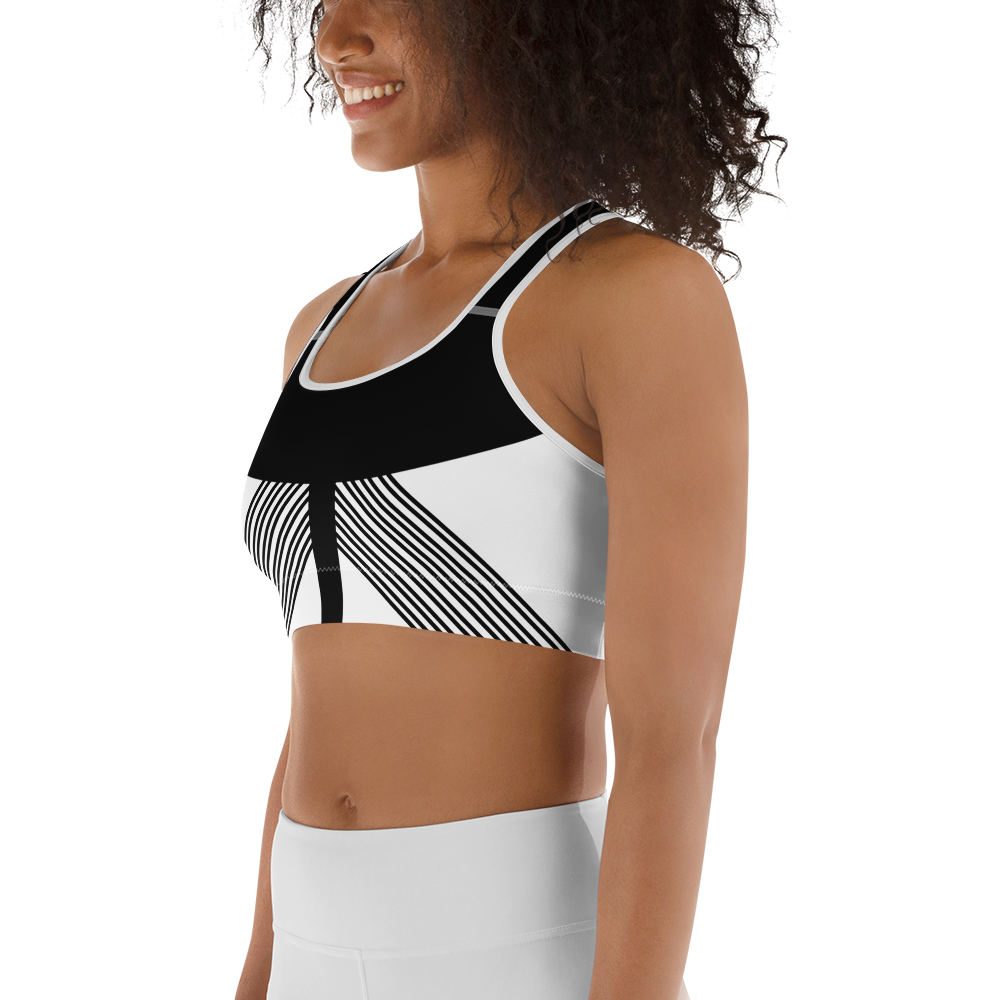 BabyCakes Sports Bra - Black & White Stripe