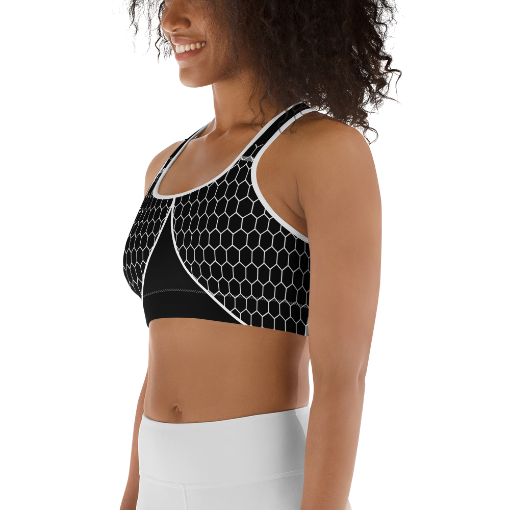 BabyCakes Sports Bra - Black & White HoneyComb