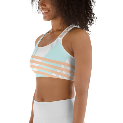 BabyCakes Sports Bra - Blue & Peach Stripe